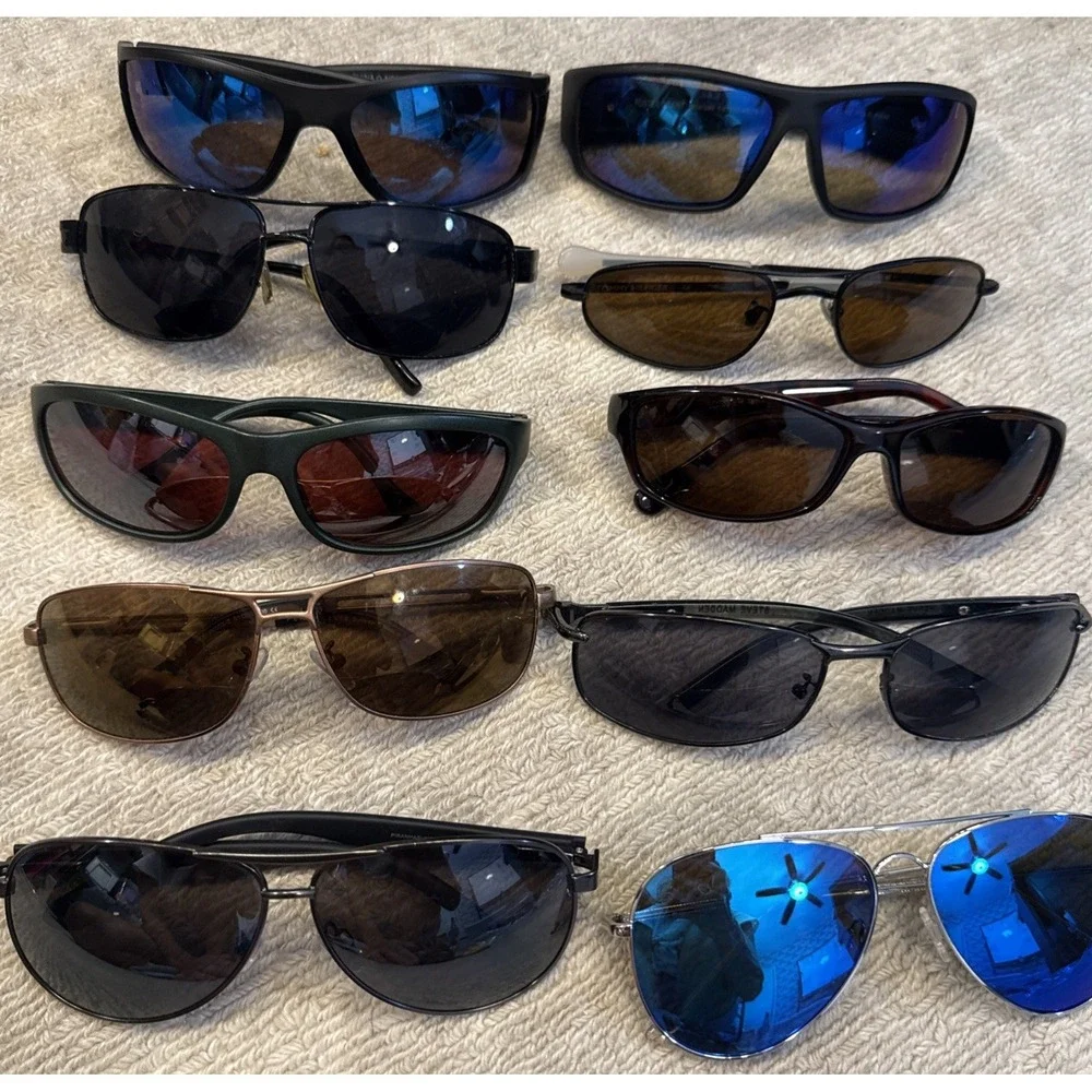 Lot of 10 Men's Designer Sunglasses /Fishing Wrap & Aviators,PerryEllis,Madden+